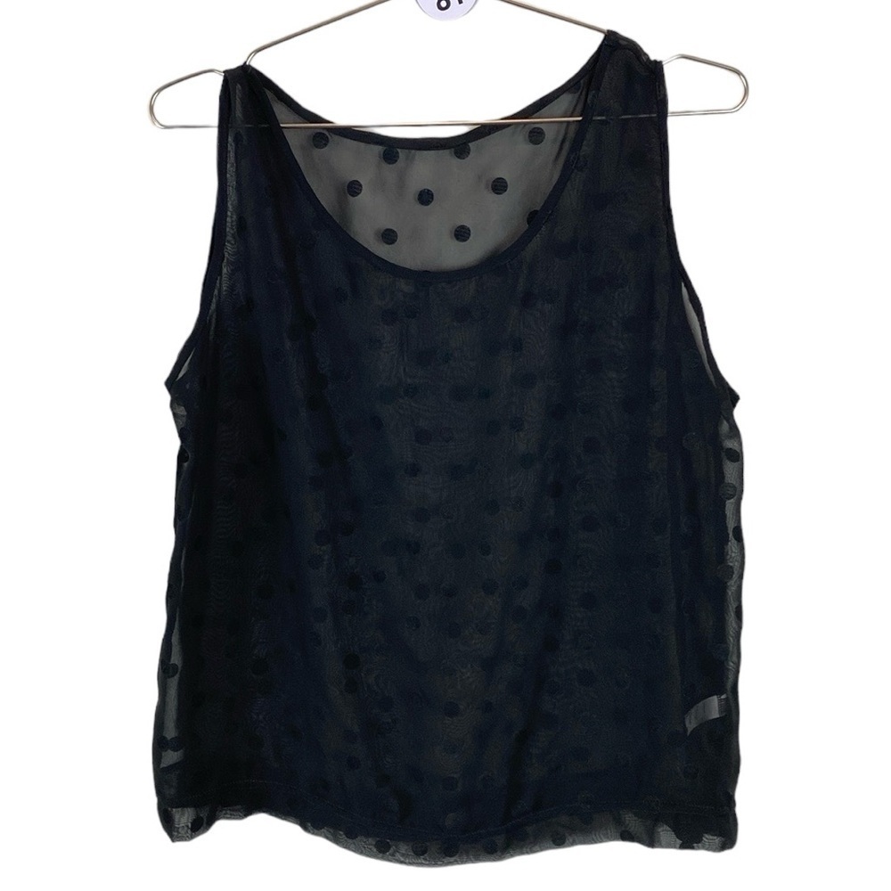 American apparel black chiffon polkadot tank top